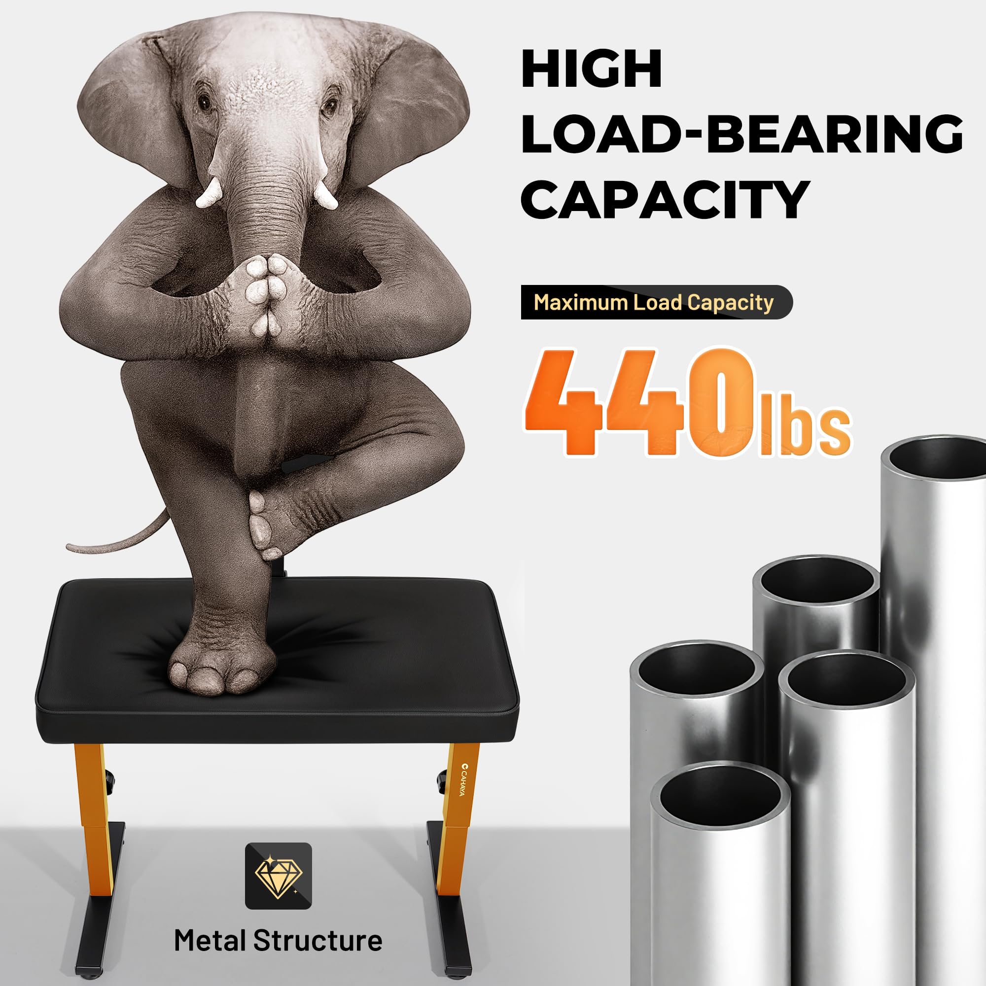 CAHAYA Foldable Adjustable Piano Bench: Portable Keyboard Stool 200kg Capacity Height & Backrest Adjustable for Kids/Adults Perfect for Home Studio Teaching & Outdoor Performances