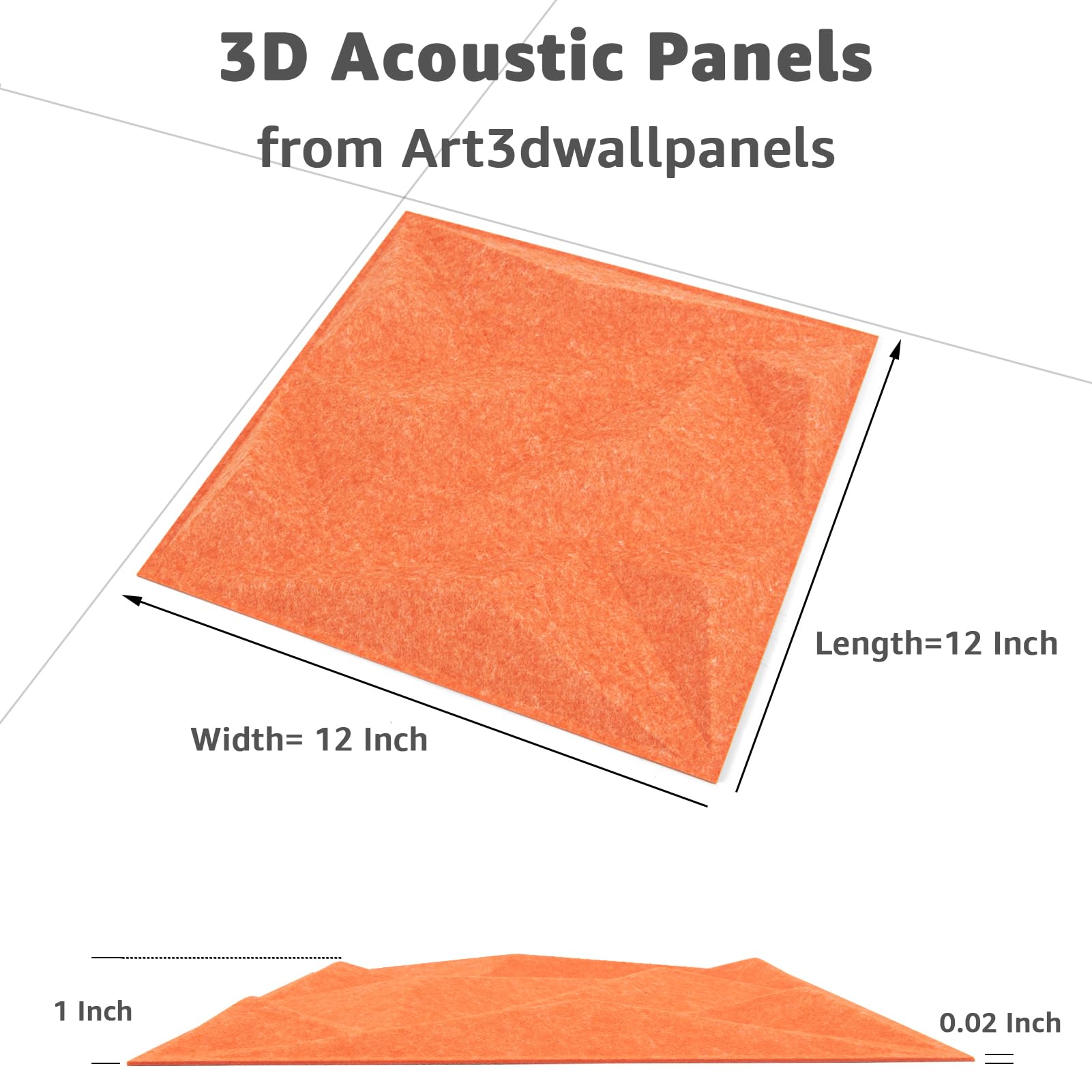 Art3dwallpanels Acoustic Panels, Orange Red, 20 Pack, 12″ X 12″