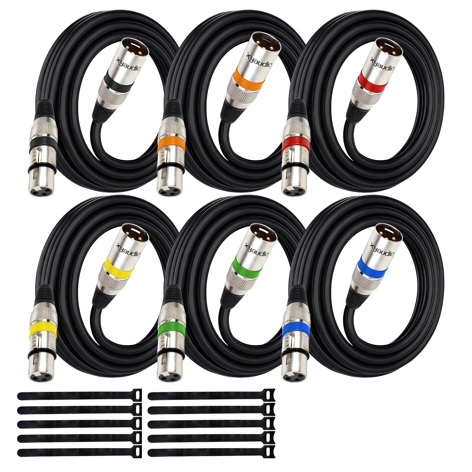 xyaudio Balanced XLR Cable, 8ft 2 Packs, 3 Pin Male to Female Microphone Cable, XLR to XLR Mic Cable for Speaker or PA System, PVC Jacket
