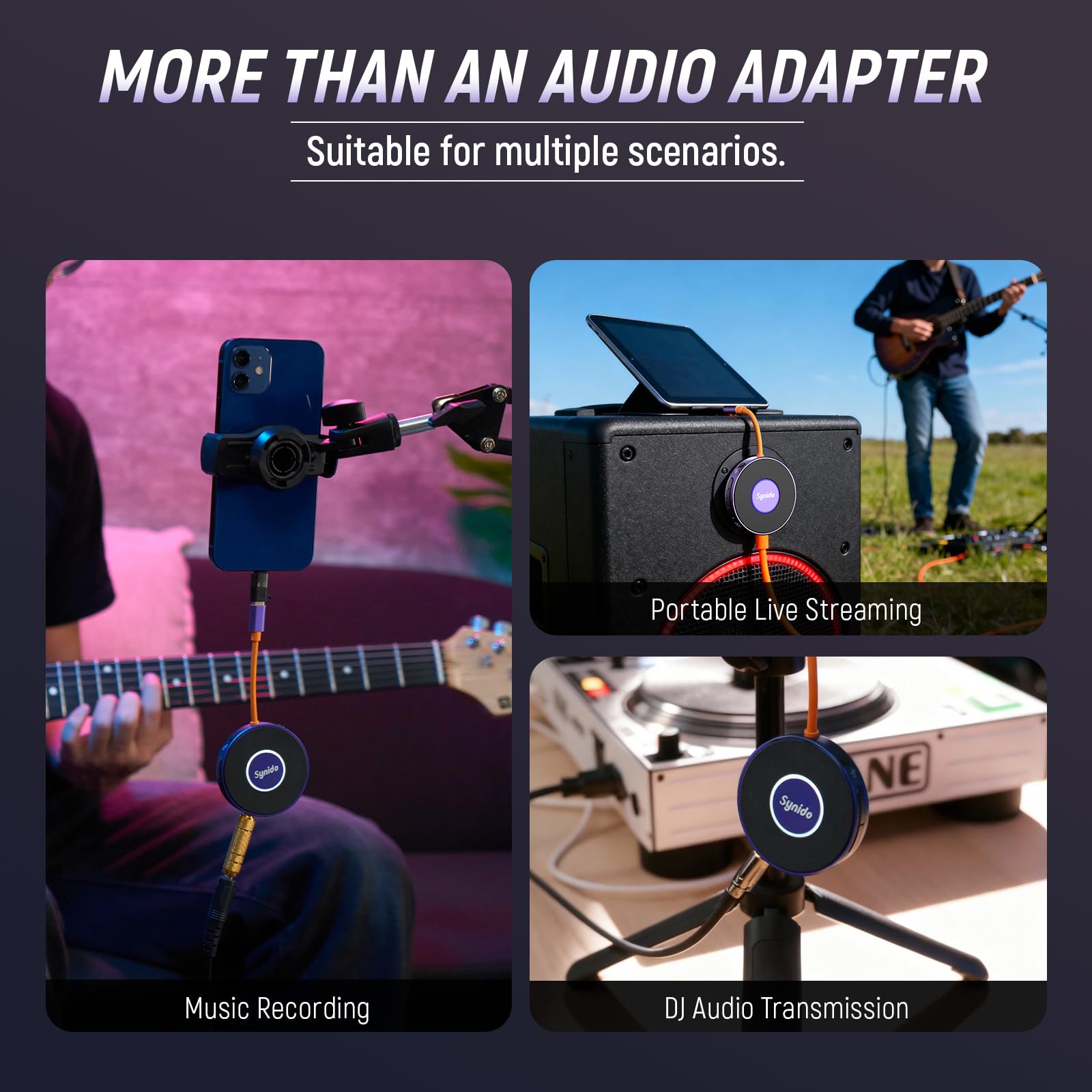 Synido A10 Portable USB-C Audio Interface for Guitar & DJ Recording