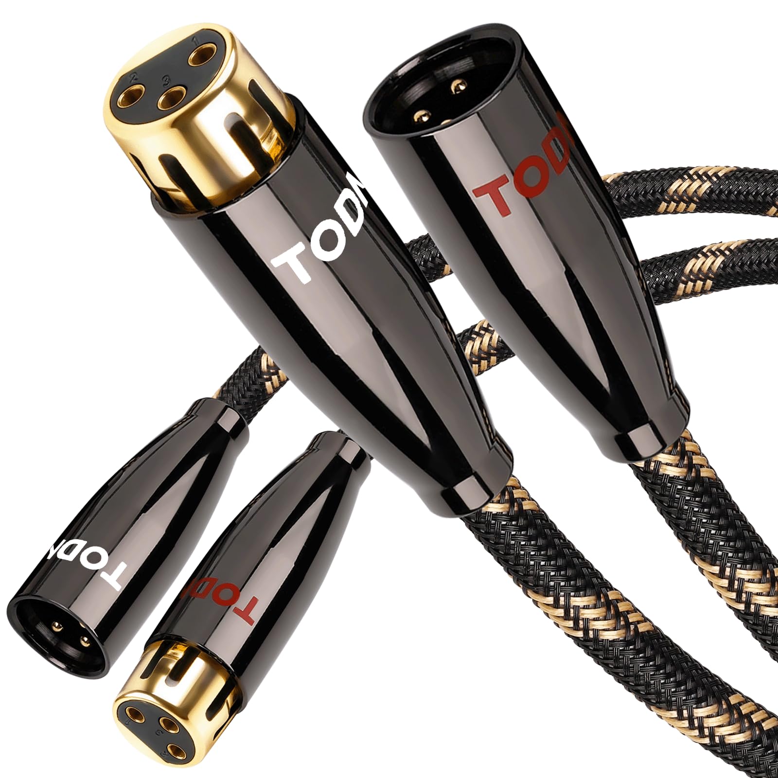 TODN HiFi Balanced Interconnect XLR Mic Cable for Audiophile, Shielded Microphone Cable, OFC Core, Male to Female, 6.5ft/2m