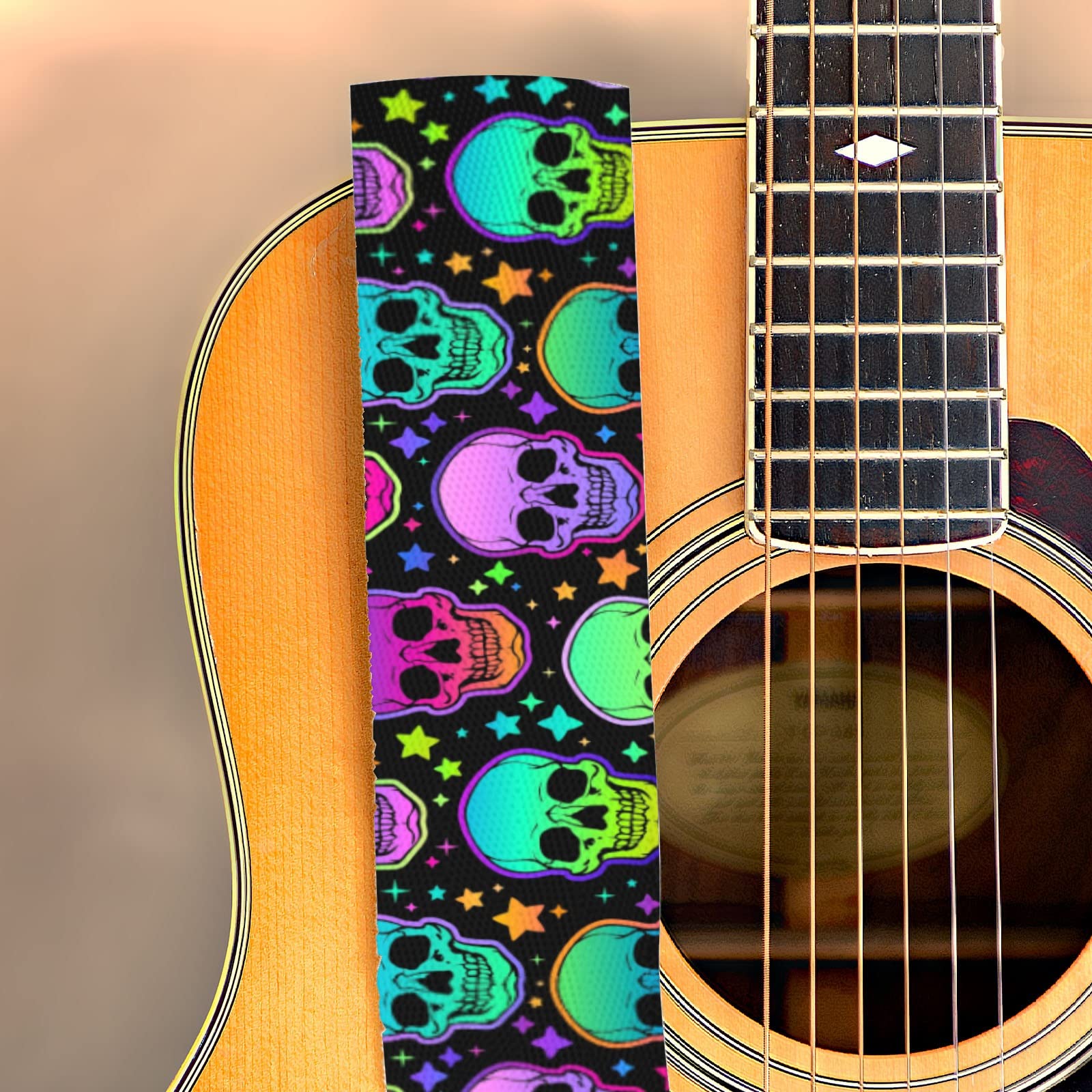 HSIAHOU Guitar Strap Acoustic Guitar Straps Personalized Guitar Strap bright skulls Strap