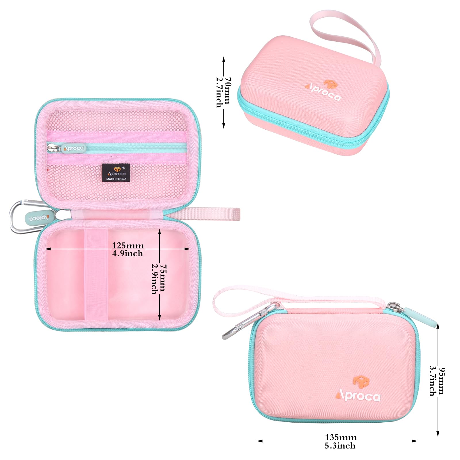 Aproca Case Compatible with JBL Go 4 / Go 3 Ultra-Portable Waterproof Dustproof Bluetooth Speaker, Portable Storage Bag for Accessories -Pink (Case Only)