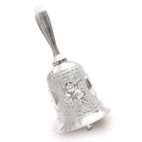 HOKPA Hand Bell, Call Bell Wedding Bells for Restaurant Service Bell Bar Jingle Wedding Classroom Church School Classroom Alarm and Home Decoration (Silver)