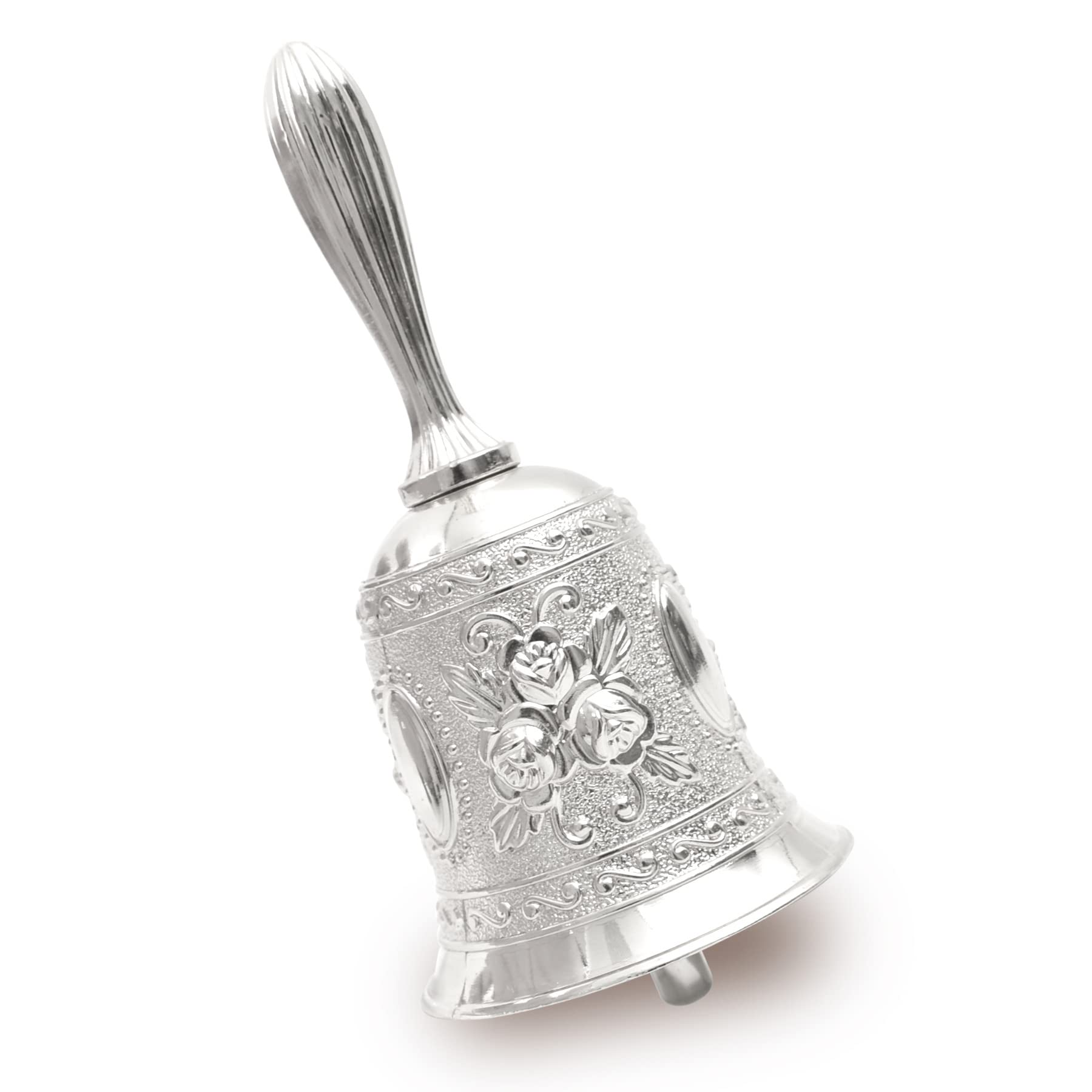 HOKPA Hand Bell, Call Bell Wedding Bells for Restaurant Service Bell Bar Jingle Wedding Classroom Church School Classroom Alarm and Home Decoration (Silver)