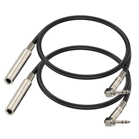 Right Angle 6.35mm TRS Audio Cable, 1.5FT 2Pack – Male to Female Stereo Headphone Extension Cable for Amplifiers, Headphones, Stage, DJ and More