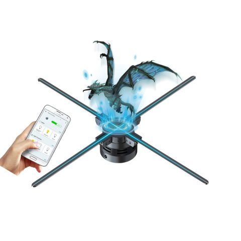 Missyou 3DHologramFan Display Projector,22“ Christmas tree with Bluetooth, Versatile Picture Fan Spinner for Shops, Bars, Casinos – Holographic Fan Projector with Halloween Video