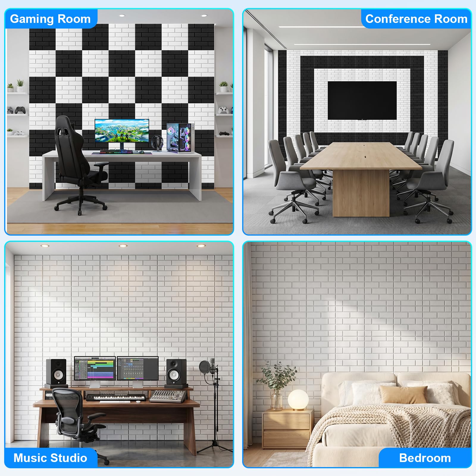 12 Pack Acoustic Panels,Sound Proof Foam Panels for Walls,High Density Self-Adhesive Noise Reduction Panels,Flame Retardant, Flame Retardant & Echo-Absorbing Ideal for Home DIY, 12″ X 12″ X 0.4″ Black