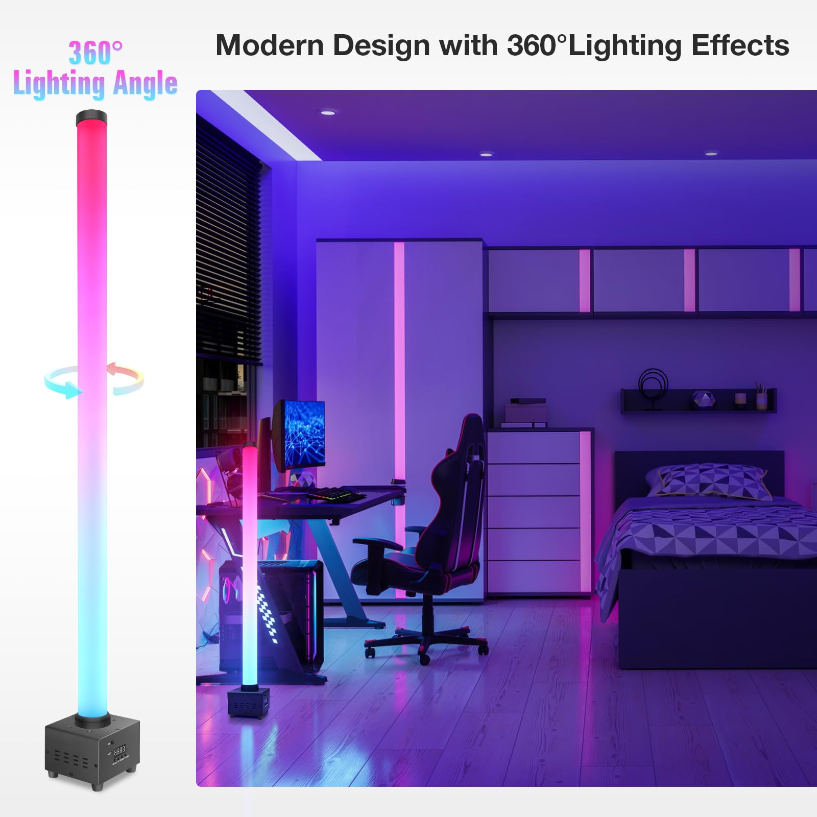 OPPSK LED Stage Light Bar: 360° Full Coverage Lighting – 60W 120LED RGB Pixel Tube – Remote DMX Control – Great for DJ Party Live Show Band Club Event