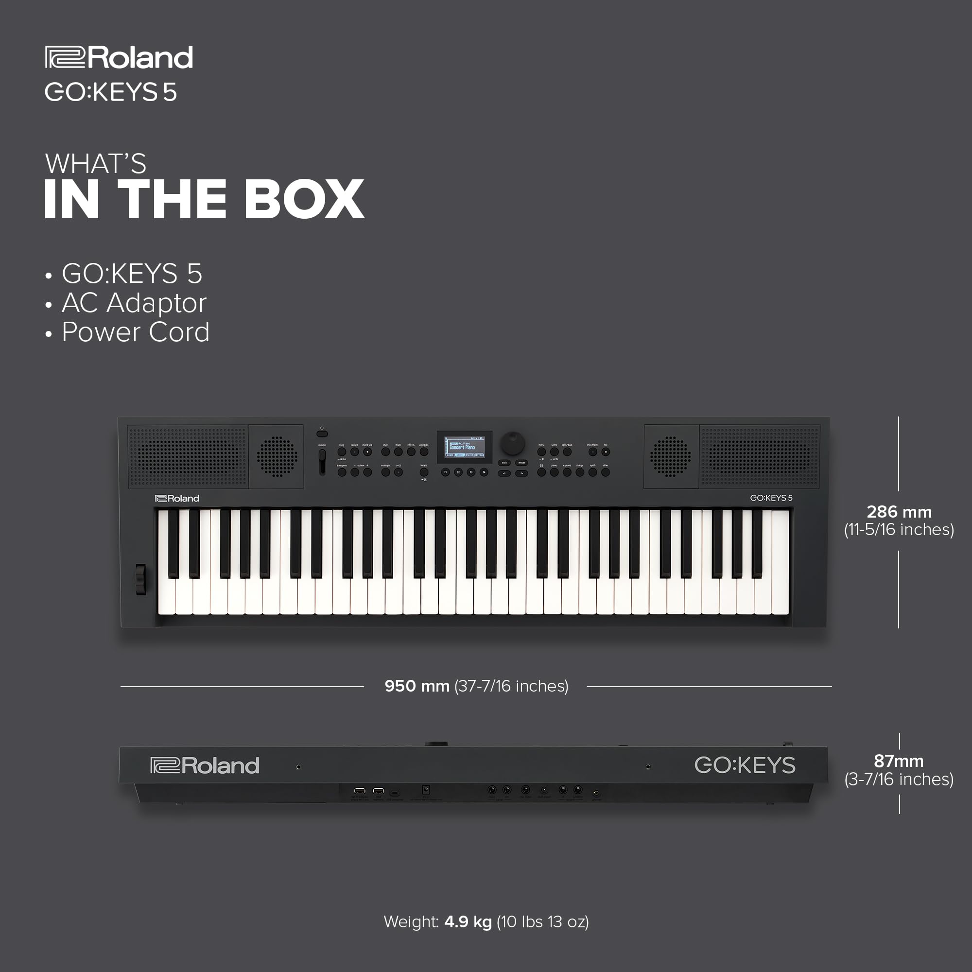 Roland GOKEYS5-GT GO:KEYS 5 Music Creation Keyboard, 61-Note, Graphite