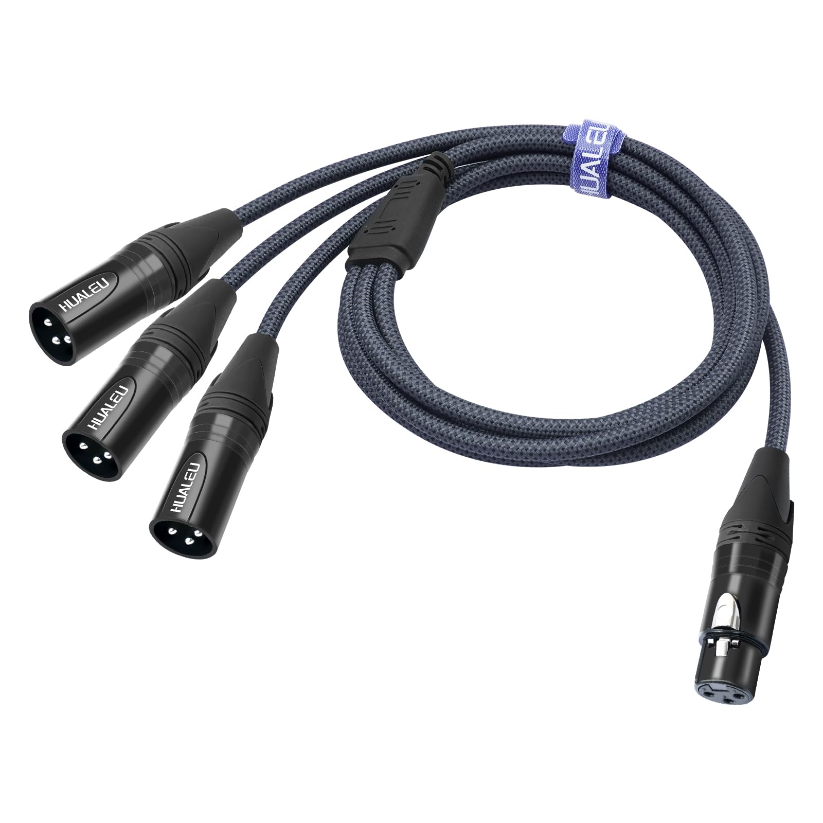 HUALEU 5FT XLR 1 Female to 3 Male Y Splitter Cable,3 Way XLR Splitter Balance 1 Female to 3 Male Audio Cable for Mixer Microphone-One Microphone Connects 3 interfaces 1 Pack