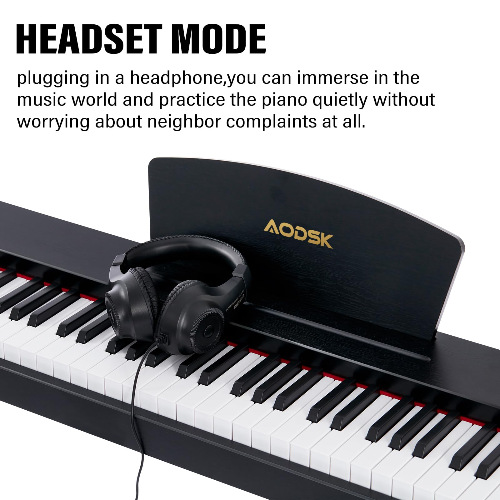 AODSK 88 Keys Digital Piano, Electric Piano Full-size Semi Weighted Keyboard For Beginners, 128 Tones & Rhythms, MIDI/USB Connectivity, Headphone Jack