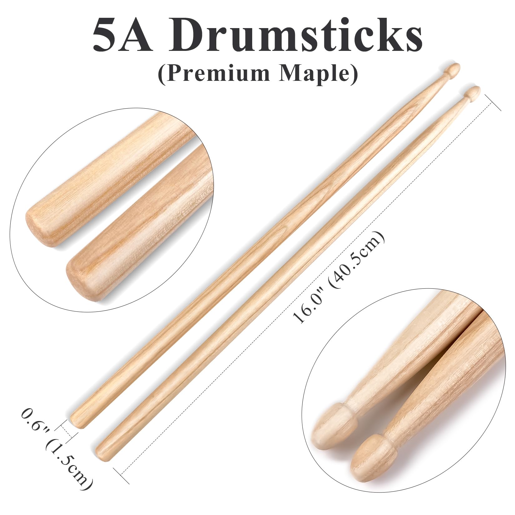 VixxNoxx Drum Sticks Kit – 5A, Retractable Drum Brushes, Rods Drum Brushes