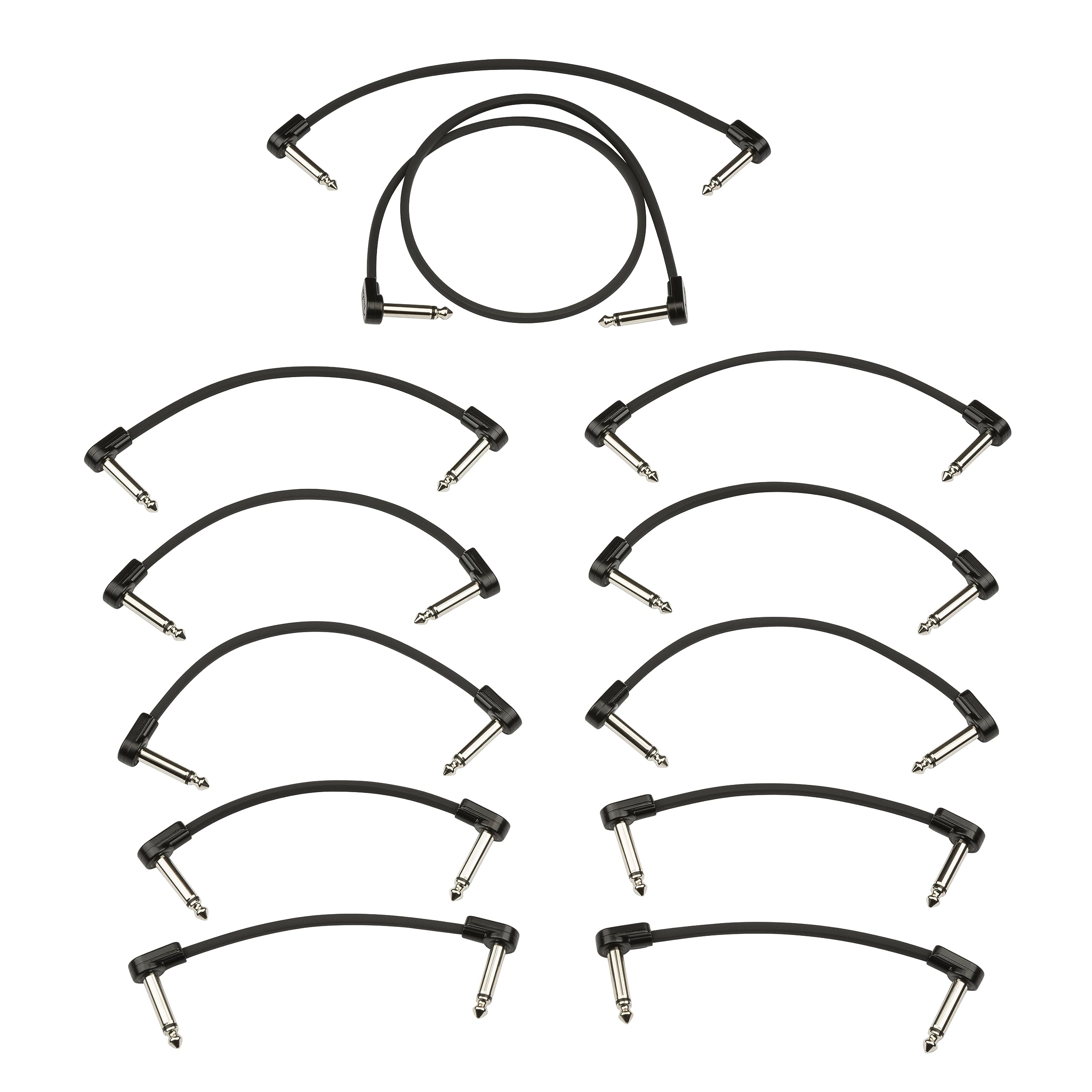 Fender Blockchain Patch Cable Kit, Angle/Angle, Black, Medium, 12 Pieces