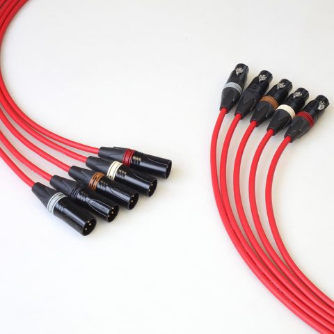 BJC Star Quad XLR Cables, Canare L-4E6S with Neutrik BXX-Series XLRs (Five-Channel Set, Red, 3 Foot)