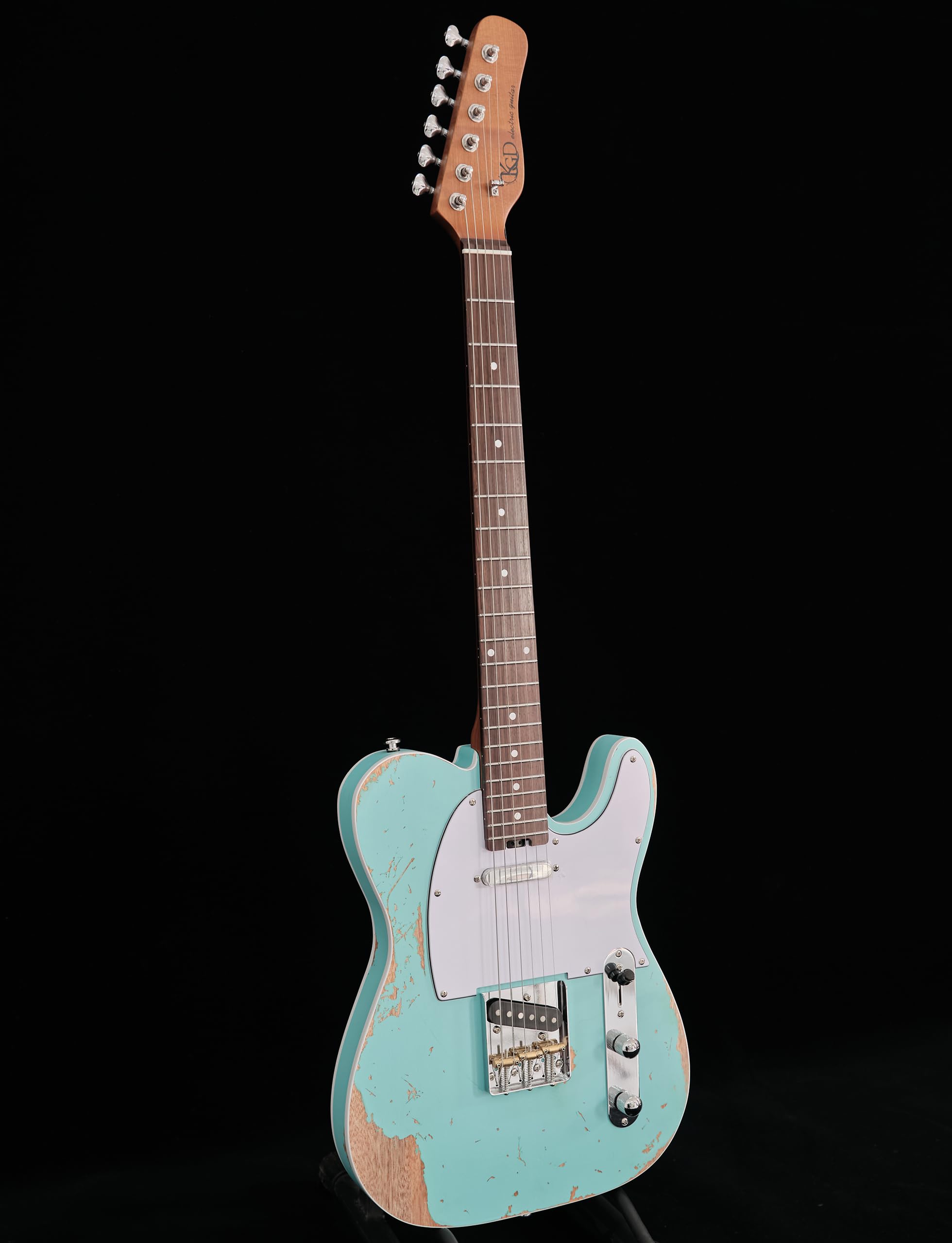 KGD Relic electric guitar mahogany body carbonized maple neck rosewood fretboard 6-string solidbody electric guitar S-S pickupsbrass barrel saddle bridge (Seafoam)