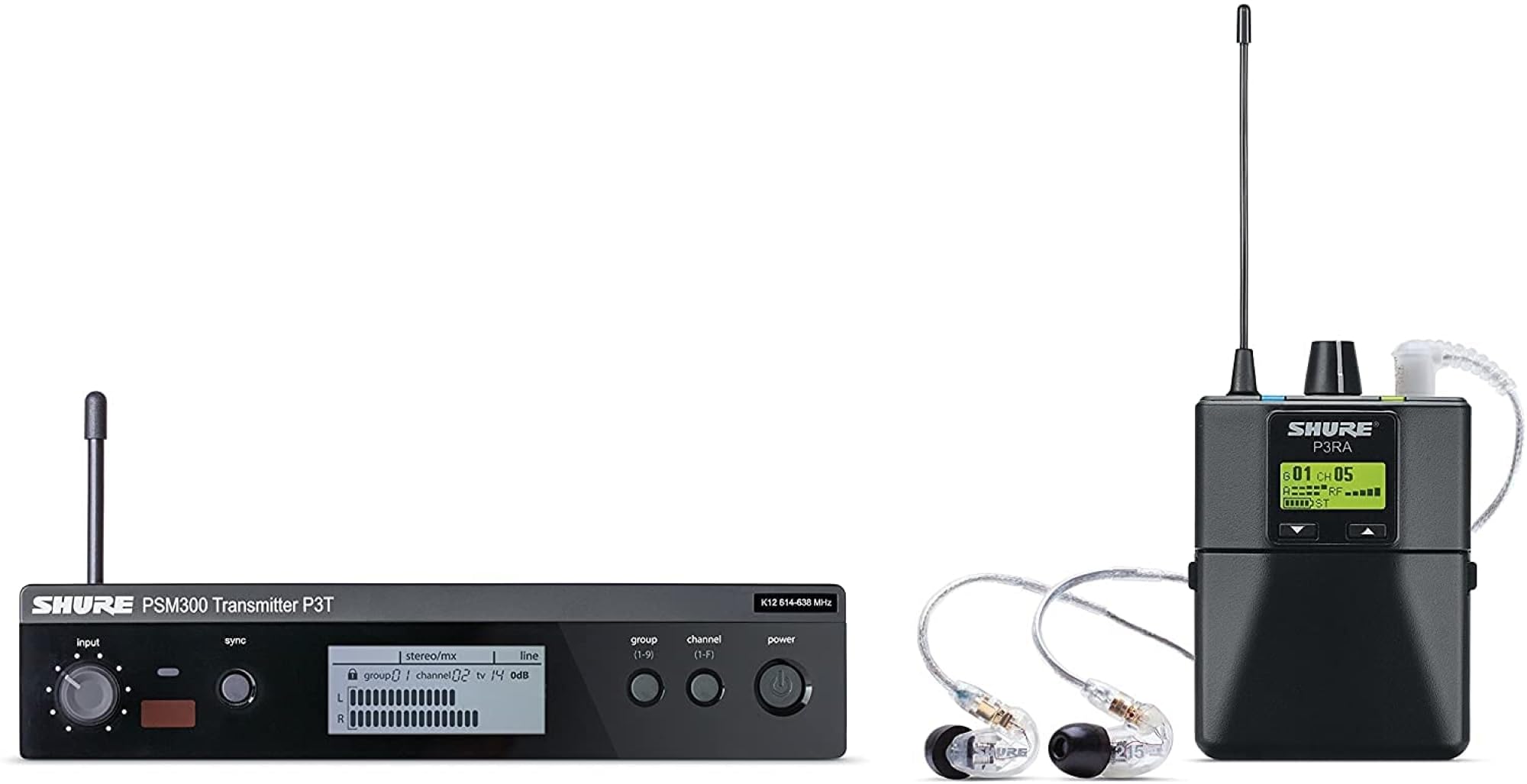 Shure PSM300 P3TRA215CL Pro Wireless in-Ear Personal Monitoring System with SE215-CL Earphones