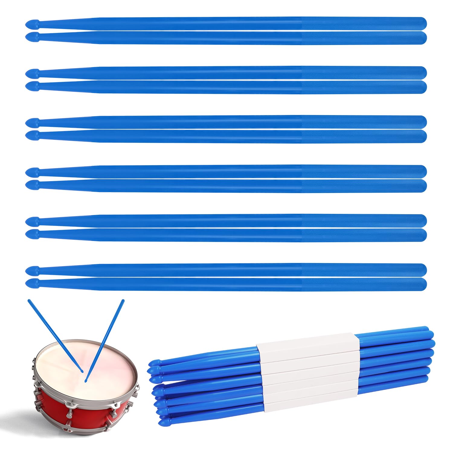 KUKLIPJIM 12 pairs Drumsticks, High-Quality 5A Drum Sticks
