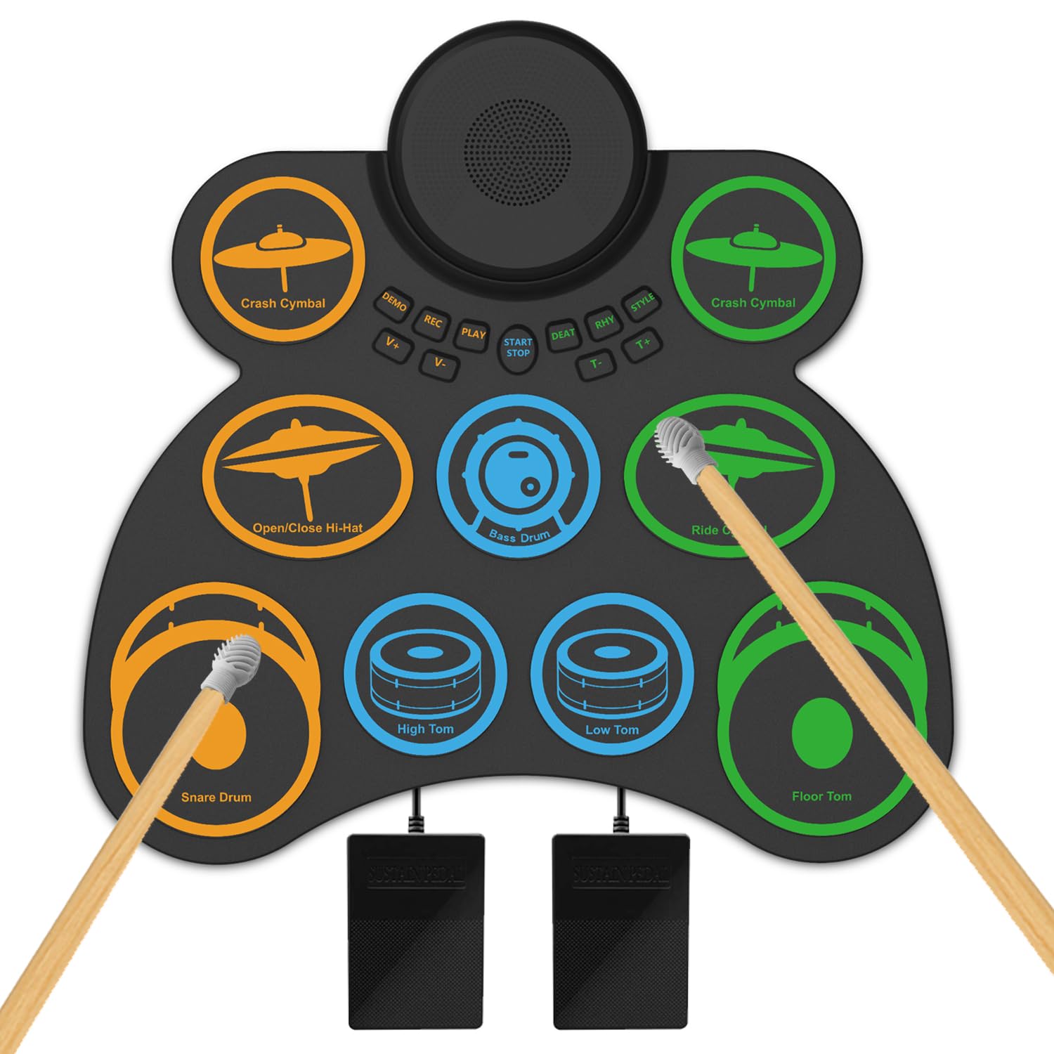 Roll Up Electric Drum Set for Quiet Practice, Kids, Beginners, 9 pads