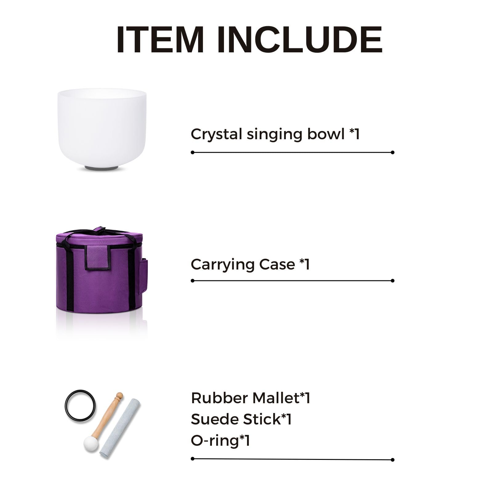 CALM CLANG 10 Inch White F Note 432hz Heart Chakra Crystal Singing Bowl Healing with Carrying Case and Rubber Mallet Suede Strikers Oring