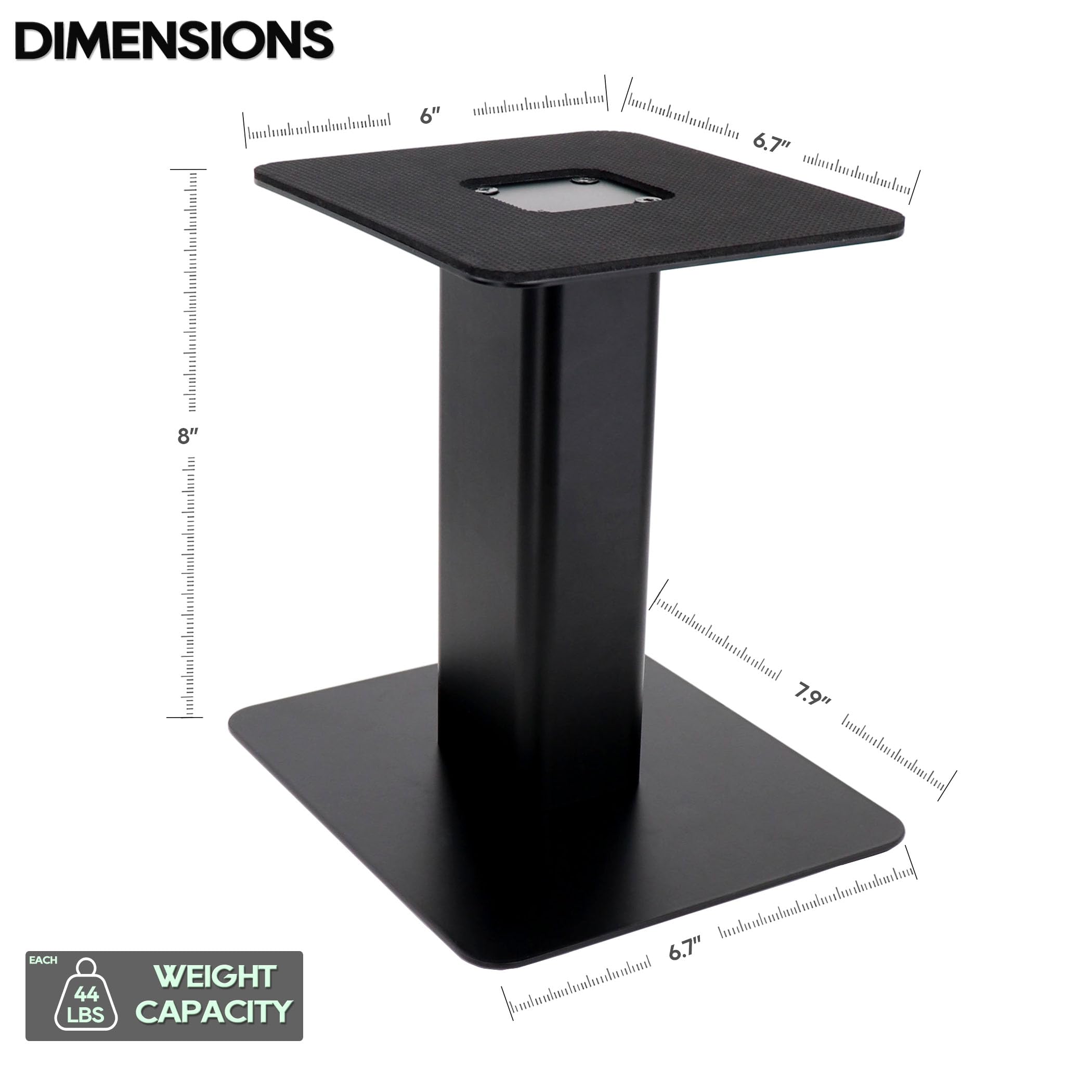 Tlingt Desktop Speaker Stands Pair, 6″x6.7″ Metal Tray, 8″ Tall
