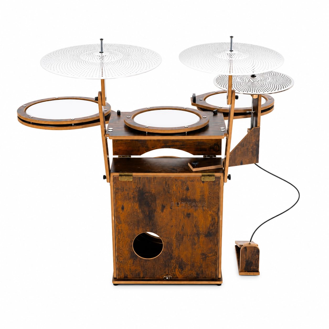 Portable Drum Set for Adults & Teens, Foldable All-in-One Practice Drum Kit with Bass Drum, Snare, Toms, Cymbals, Kick & Hi-Hat Pedals, Compact Drum Set for Home, Studio & Travel by Suttaya