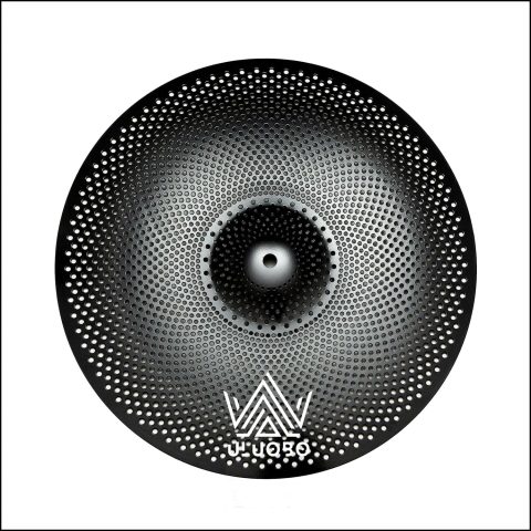 ULUOBO 16 inch Low Volume Crash Cymbal, Quiet Silent for Practice (Black, 1 Pieces)