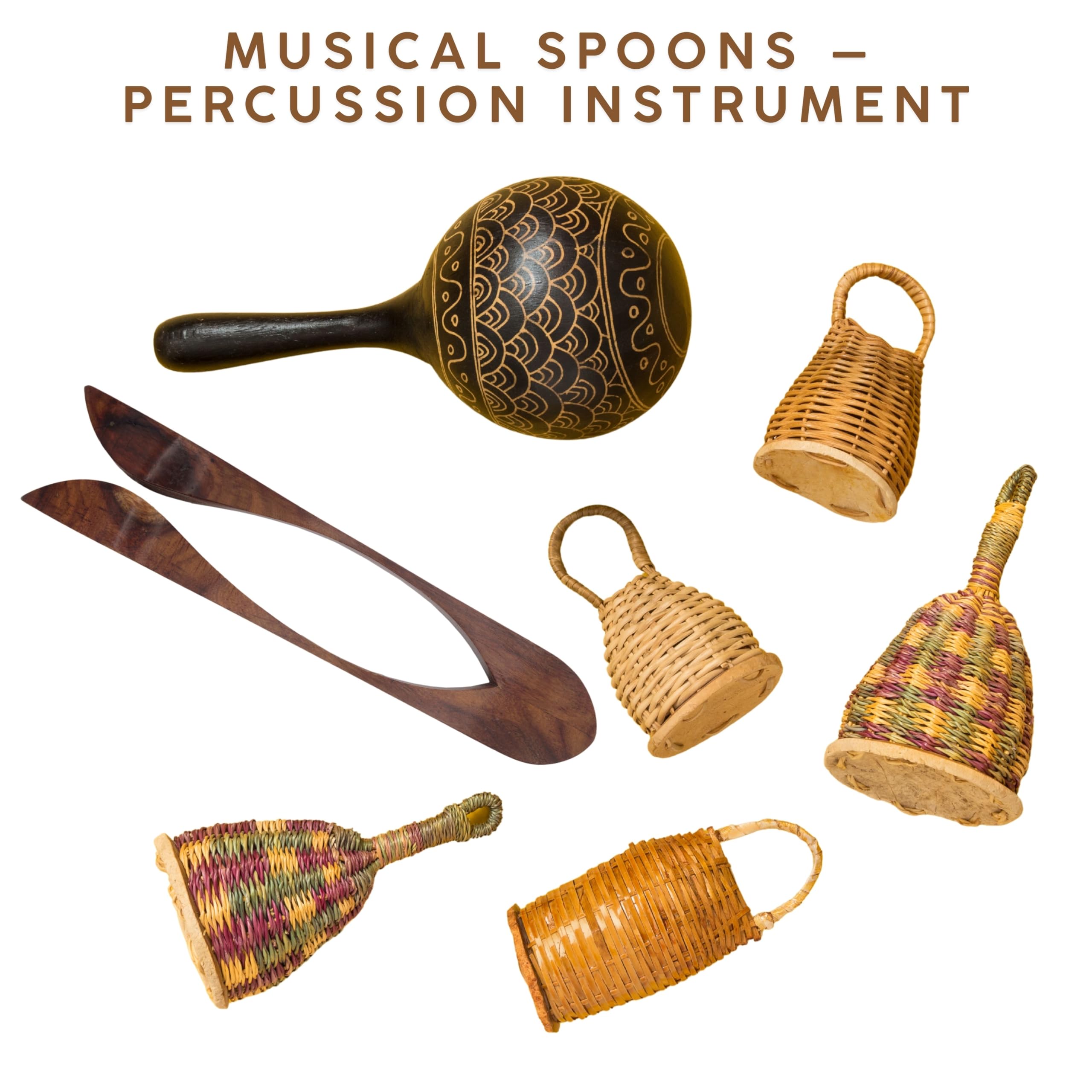 Musical Spoons for Percussion – Handcrafted 9″ Rosewood Rhythm Spoon Instrument for Folk & Celtic Music – Professional Percussion Instrument for Adults & Music Enthusiasts