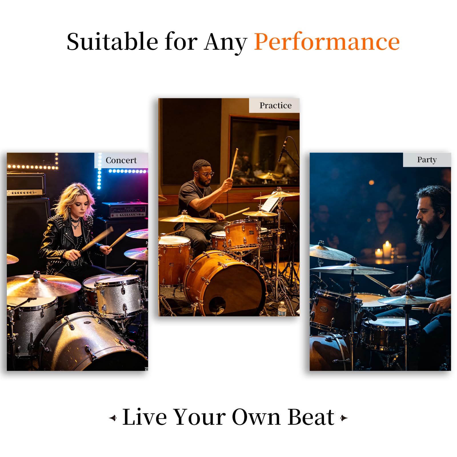 VAISOENY Drum Sticks, Maple Wood 2B Drumsticks with Oval Tip, 12 Pairs