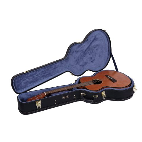 Crossrock Arch-Top Wood Case for OM/Martin 000-14 Fret Guitars, Black (CRW600OMBK)
