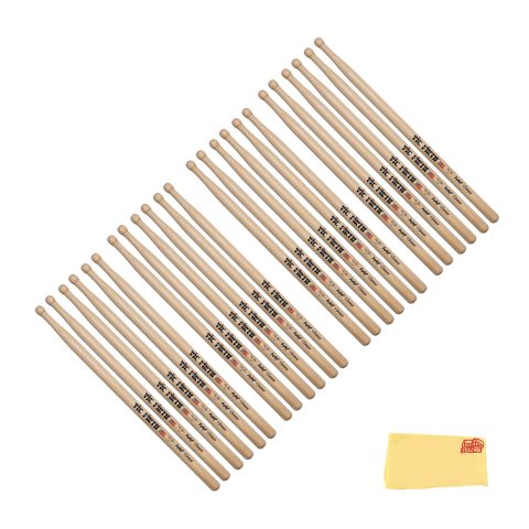 Vic Firth STH4 Corpsmaster Signature Snare Thom Hannum Beast Drumsticks – 12-Pack Bundle with Austin Bazaar Polishing Cloth