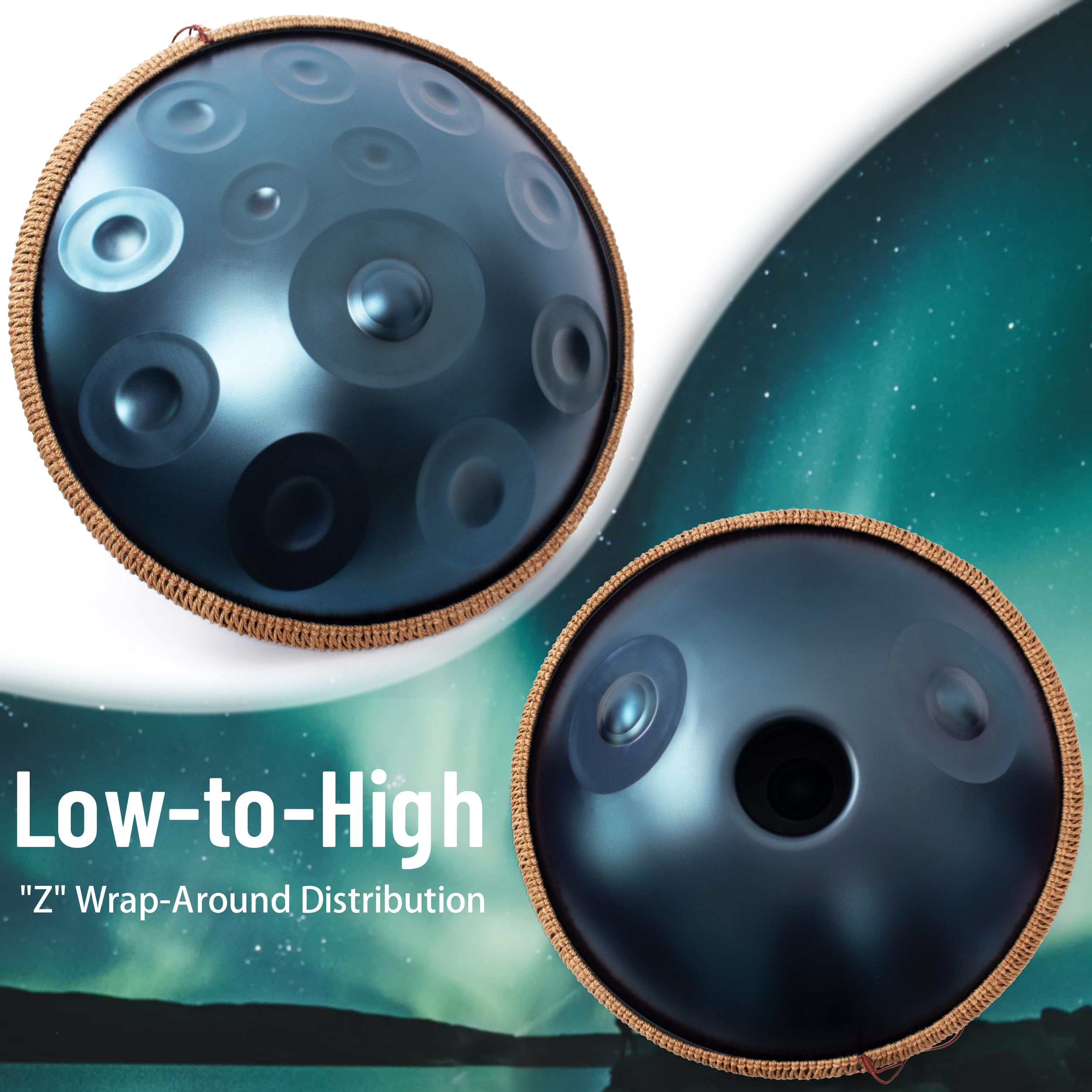 LOMUTY Handpan Drum 22 Inch for Adults 14 Notes – Hand Pan Drum(Blue)