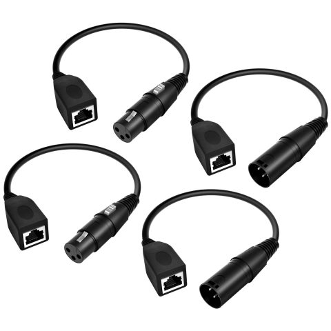 for 3 Pin XLR to RJ45 Adapter [Upgraded] 1ft 3 Pin DMX Male Adapter (4)