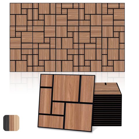 Mollywell Acoustic Wall Panels, Walnut, 16 Pack, 12×12 in