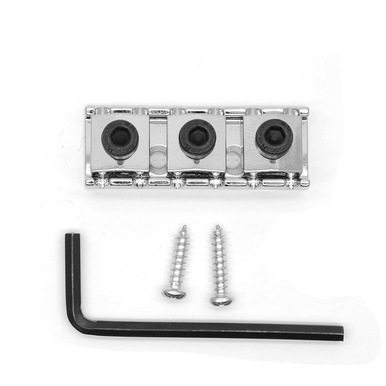 harpfeas 43mm Guitar Metal Locking Nut String Lock for Floyd Rose Style Electric Guitar Tremolo Double Lock System (Chrome)