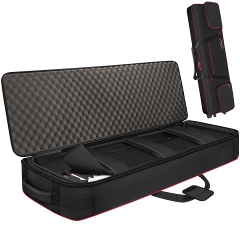 SNIGJAT 88 Key Keyboard Case with Wheels, Full Padded Piano Bag Soft
