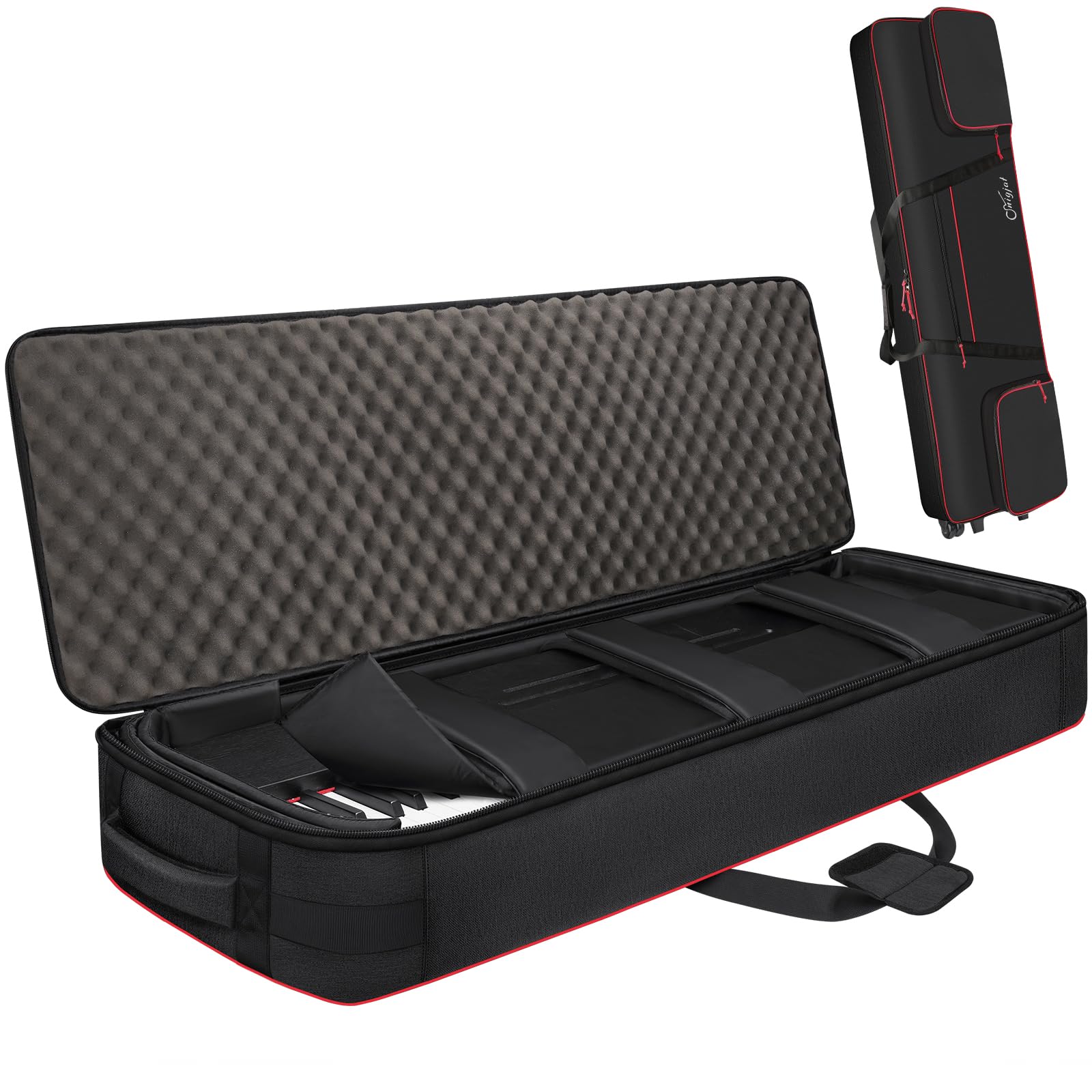 SNIGJAT 88 Key Keyboard Case with Wheels, Full Padded Piano Bag Soft