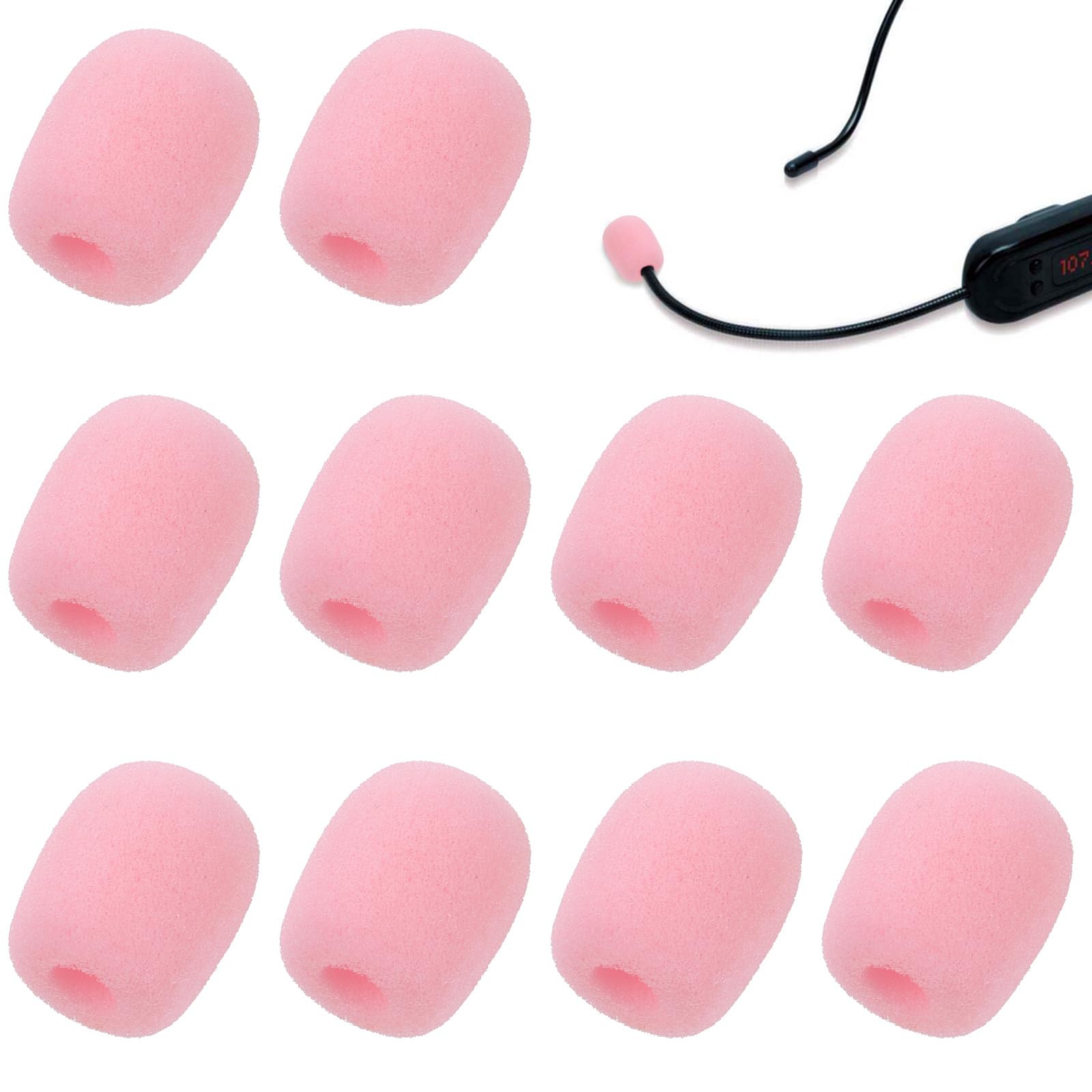10 Pcs Pink Microphone Windscreen Covers Foam High Density Headset Mic Foam Cover High Density Lapel Headset Microphone Windscreen