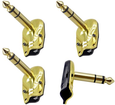 zdyCGTime DIY Right Angle 6.35MM 1/4″ Stereo Crab Shell Audio Plug, 90 Degree 1/4 inch Male TRS Pancake Style Plugs Connectors for Speaker,Bass,Amp,Microphone Electric Guitar Cable(4 Pack/3 Pole)