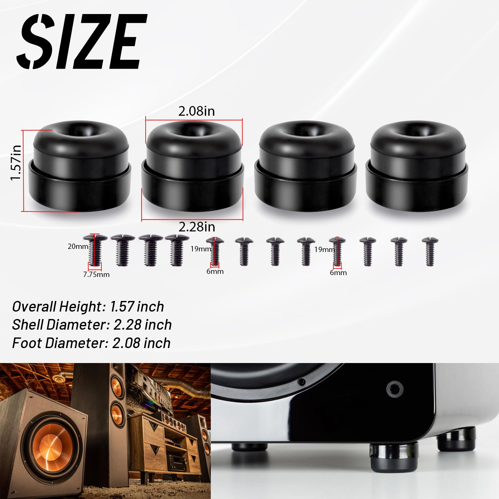 HQPARRTS Subwoofer Isolation Pads/System,with Mount Screws,4Pcs