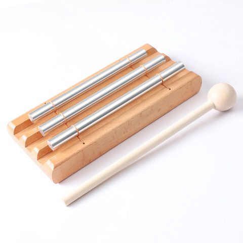 Energy Chimes Hand Bells Instrument: 3 Tone Wooden Chime Hand Percussion