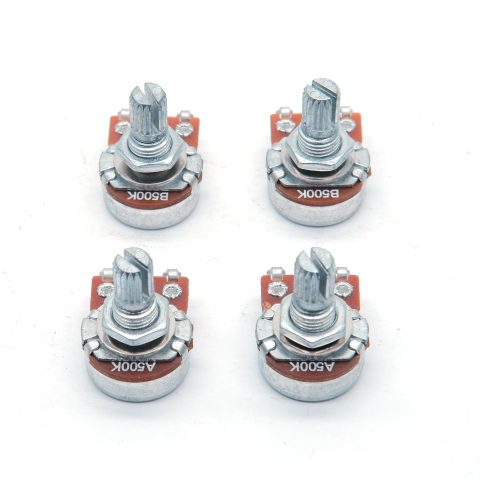 harpfeas 4PCS Mini Guitar Potentiometer Audio Volume Taper Pots for Fender Stratocaster Telecaster Guitar Bass Replacement (Short 15mm, A500K B500K)