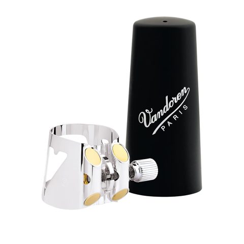 Vandoren LC01P Optimum Ligature and Plastic Cap for Bb Clarinet Silver Plated with 3 Interchangeable Pressure Plates