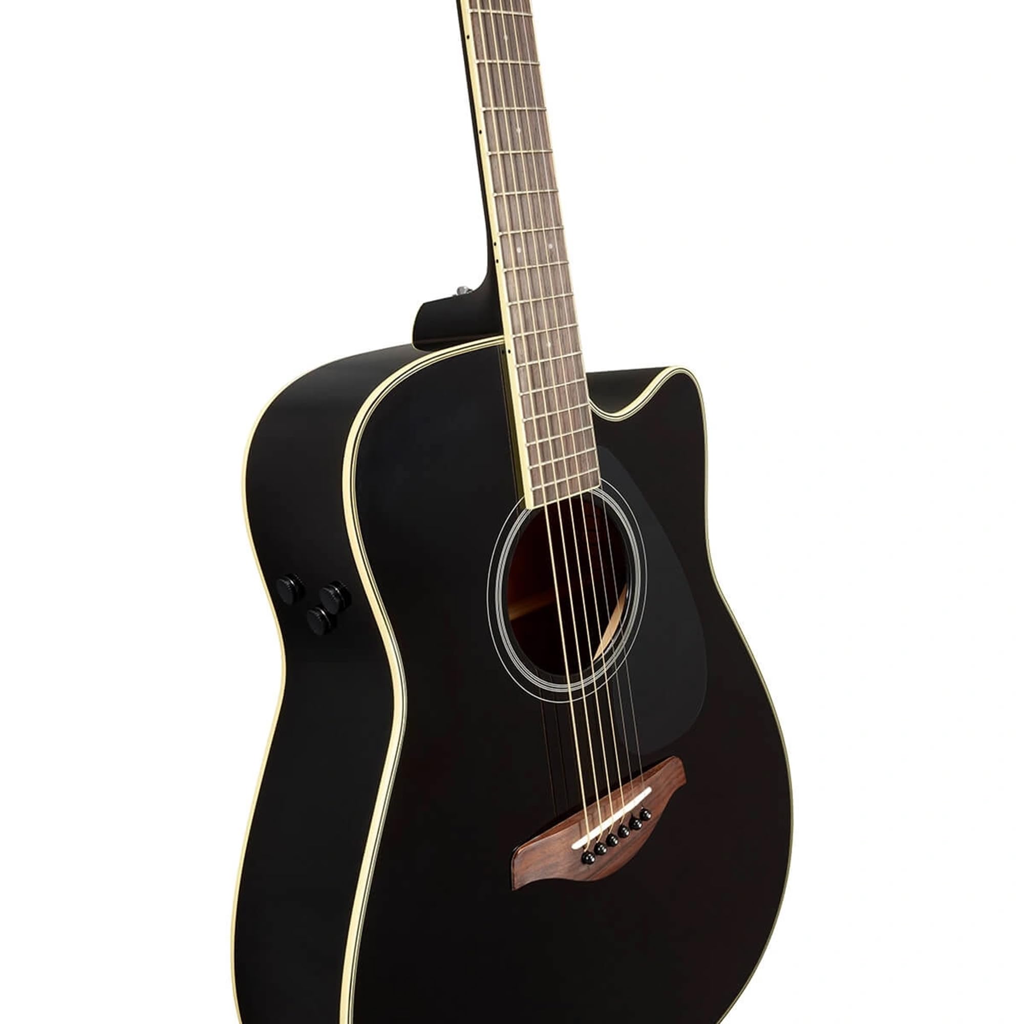 Yamaha FGC-TA BL FGC-TA Dreadnought Cutaway Transacoustic Guitar w/ Chorus and Reverb, Black