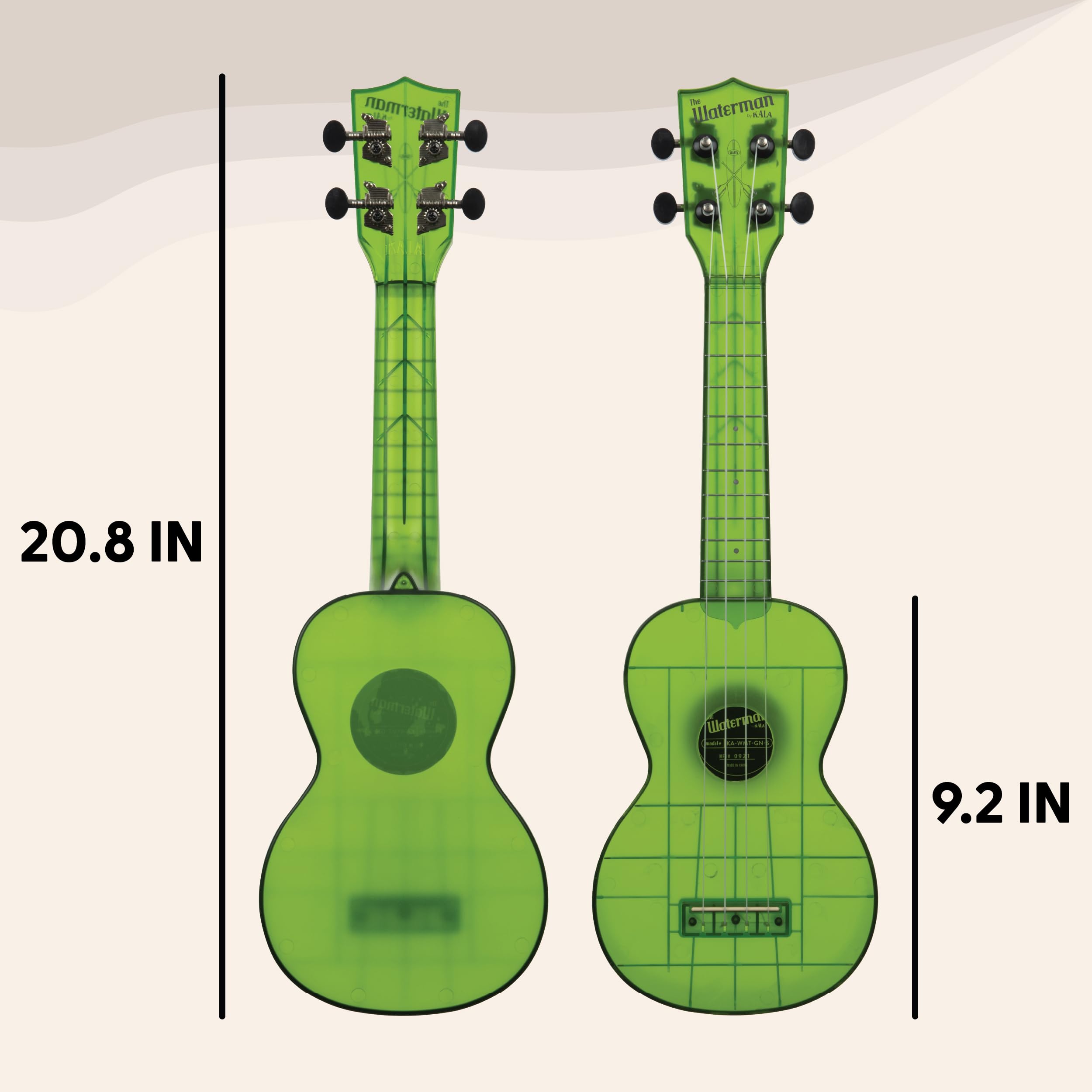 Kala KA-WMT Soprano Waterman Sea Glass Ukulele – Jade Green