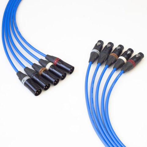 BJC Star Quad XLR Cables, Canare L-4E6S with Neutrik BXX-Series XLRs (Five-Channel Set, Blue, 20 Foot)