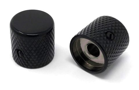 Vintage Forge Black Flat-Top Barrel Knobs for Fender Telecaster Guitar and Precision P-Bass (Set of 2) 1/4 Inch Solid Shaft BK30US-BLK