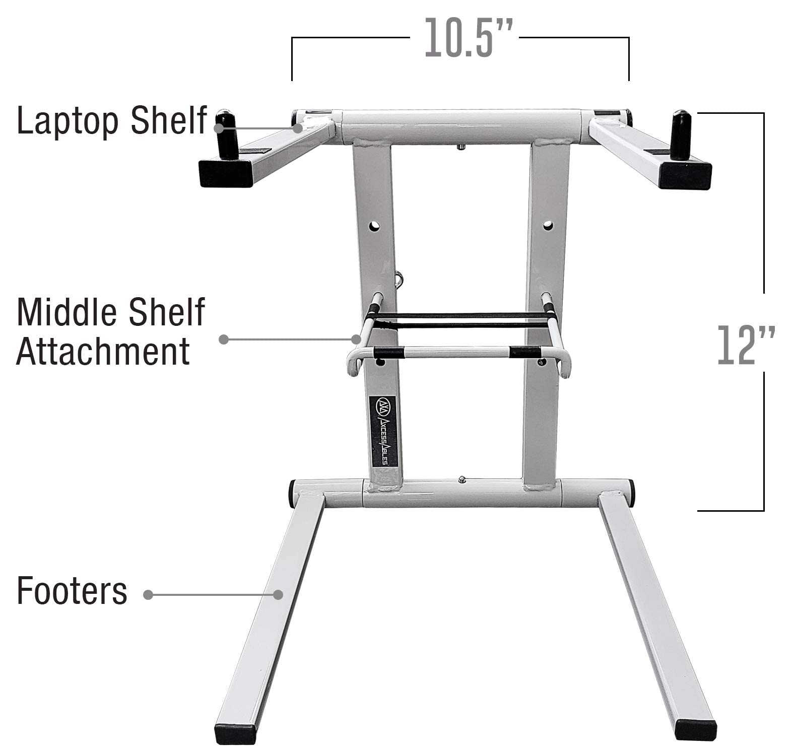 AxcessAbles Portable Folding Laptop Stand with Bag | Elevated MacBook Stand for Home Office, Music Production, Gaming, DJ Controller | No Assembly Required (White)