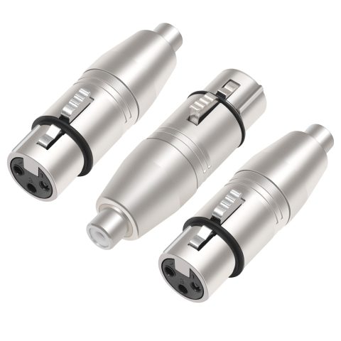 DETAME 3 Pack RCA Female to 3Pin XLR Adapter,Converter Gender Changer Audio Coupler Connector,XLR to RCA Adapter for Mixer Amplifier