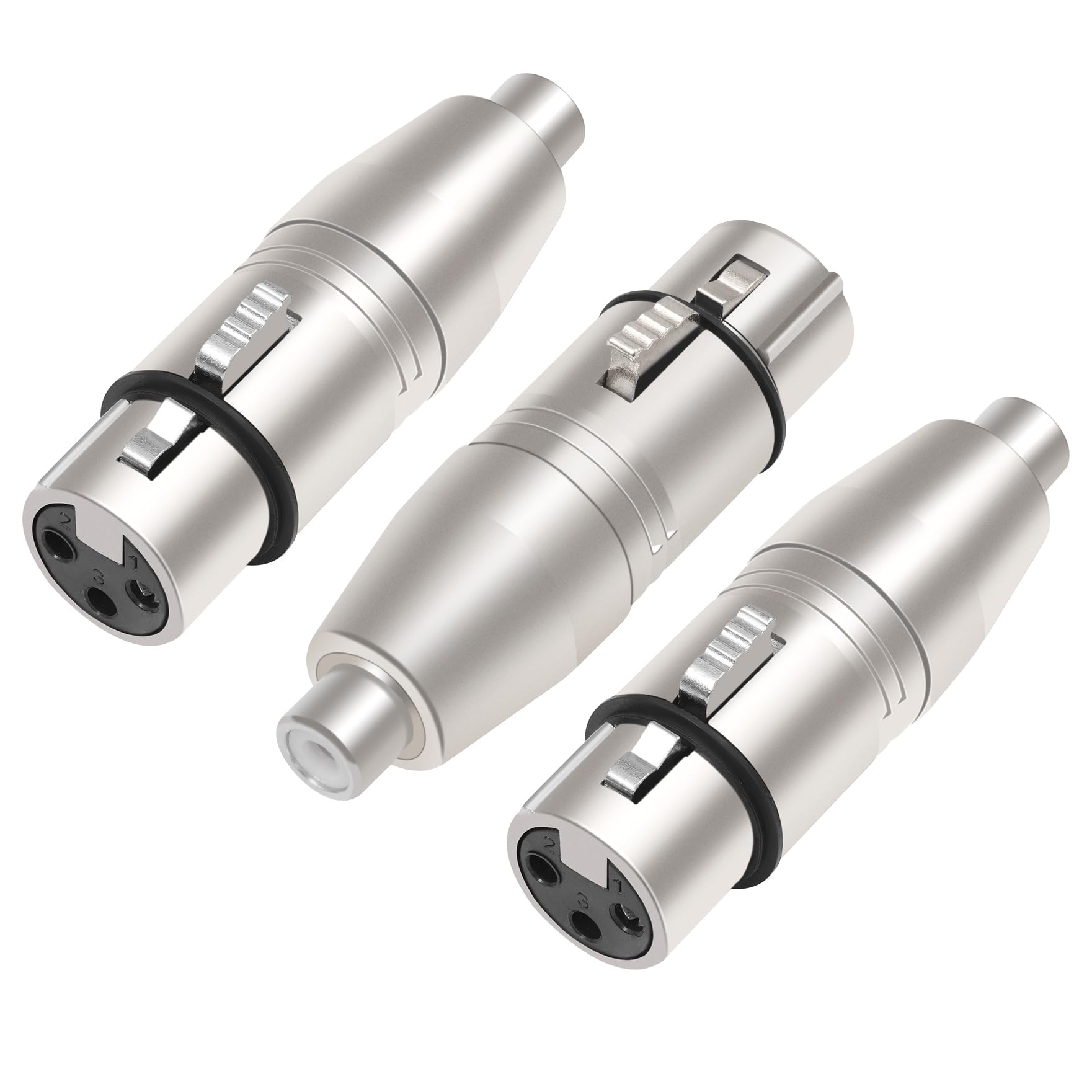 DETAME 3 Pack RCA Female to 3Pin XLR Adapter,Converter Gender Changer Audio Coupler Connector,XLR to RCA Adapter for Mixer Amplifier